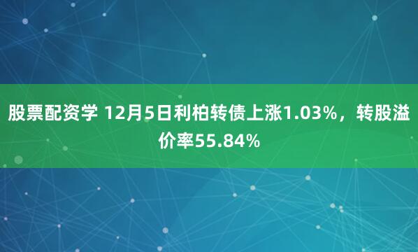 股票配资学 12月5日利柏转债上涨1.03%，转股溢价率55.84%