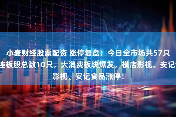 小麦财经股票配资 涨停复盘：今日全市场共57只股涨停，连板股总数10只，大消费板块爆发，横店影视、安记食品涨停！